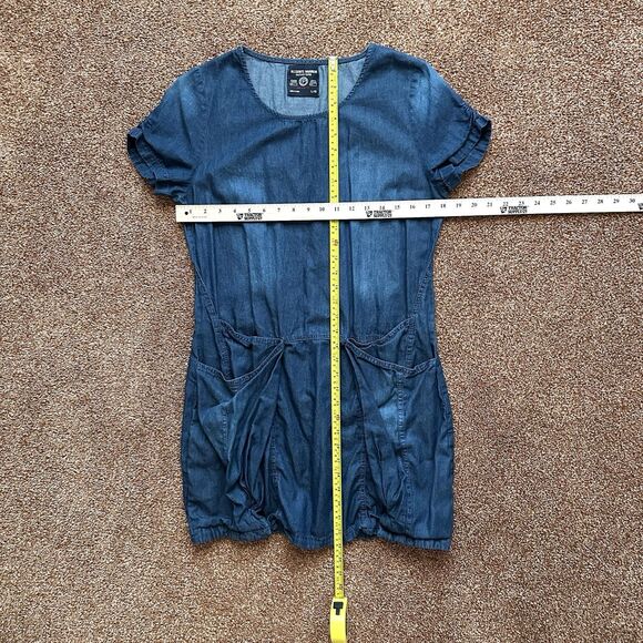 Allsaints Warrior Outfitters Mini Denim Dress Lg Short Sleeve Pullover Pockets - Picture 7 of 7